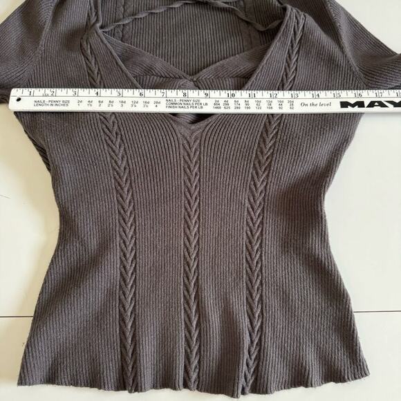 Favorite Daughter Sweater Knit Vneck Attached Bra‎ Halter Charcoal Gray Medium - Picture 11 of 11